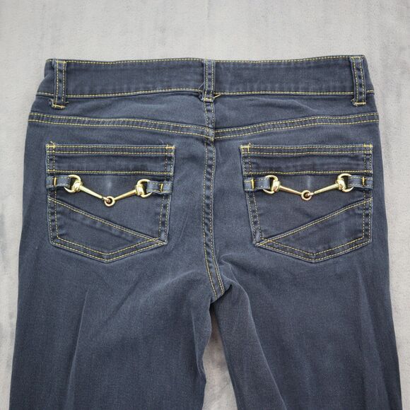 Cache Premium Jeans Womens 2 Black Bootcut Low Rise Button Stretch Denim Pants - Picture 14 of 16